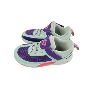 Jordan Brand Sneakers For Girls, Size 10C, Mint Green/Purple/Pink Color.